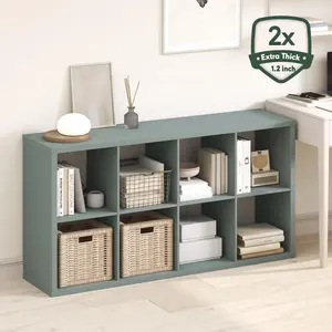 8-Cube Thick-Frame Engineered Wood Bookcase, Reversible Horizontal/Vertical Open Back Cubicle Bookshelf, 30lbs/Cube Capacity, 14.6x30x57.9in, for Living Room, Home Office