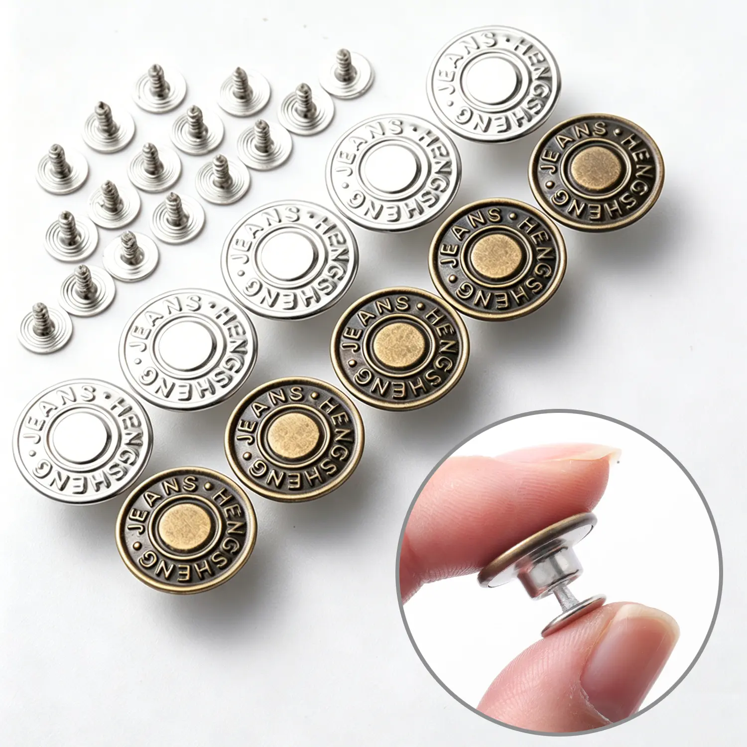 No Sew Jeans Button Replacement, 40 Pcs Removable Snap Buttons for Loose Jeans, Clothing Sewing Repair Buttons
