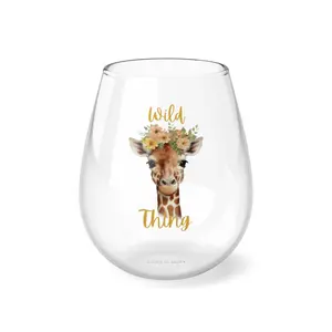 Wild Thing, Giraffe; Stemless Wine Glass, 11.75oz