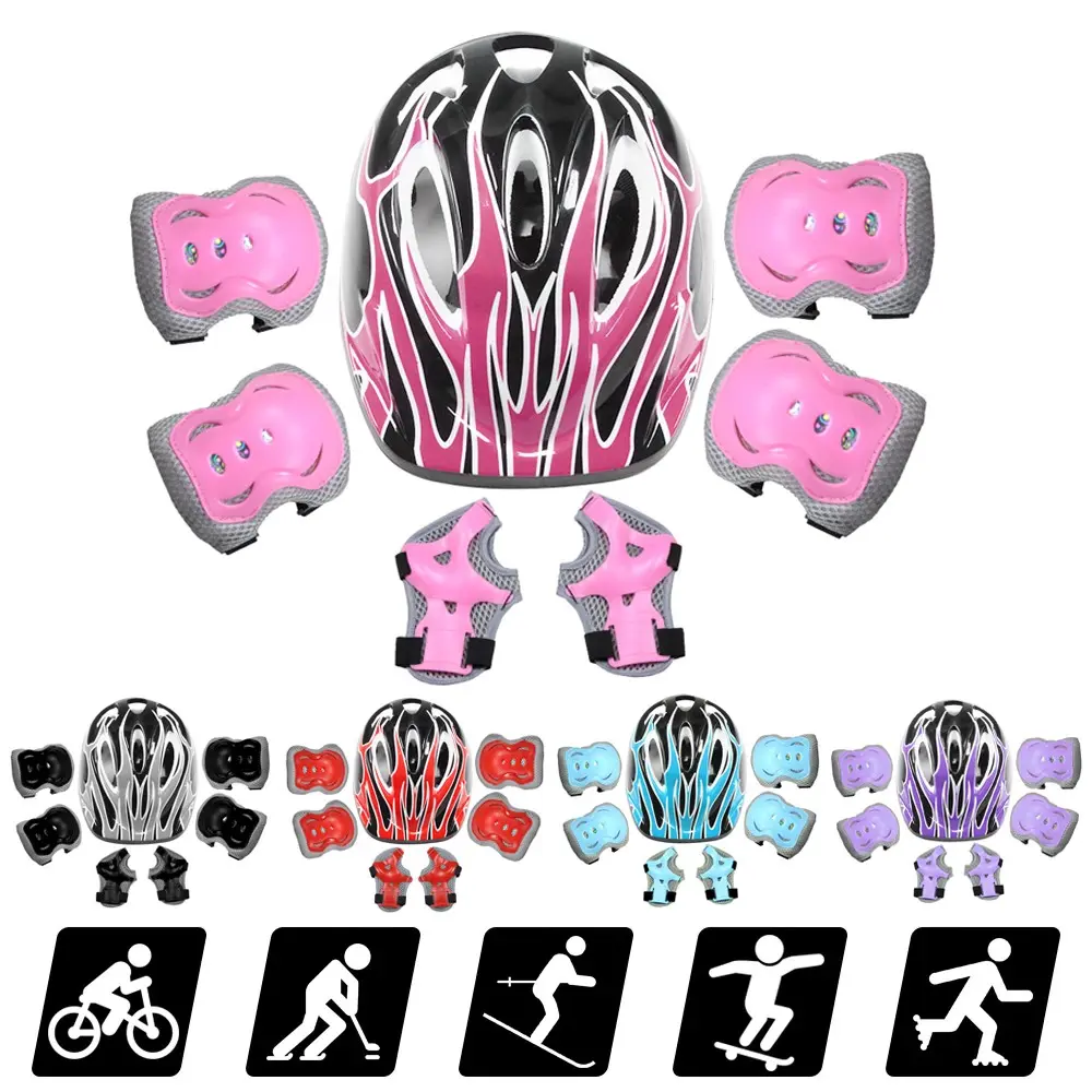 7 Piece Sports Protective Gear Package Knee Elbow Wrist Guards Set Elbow Brace Protective Equipment