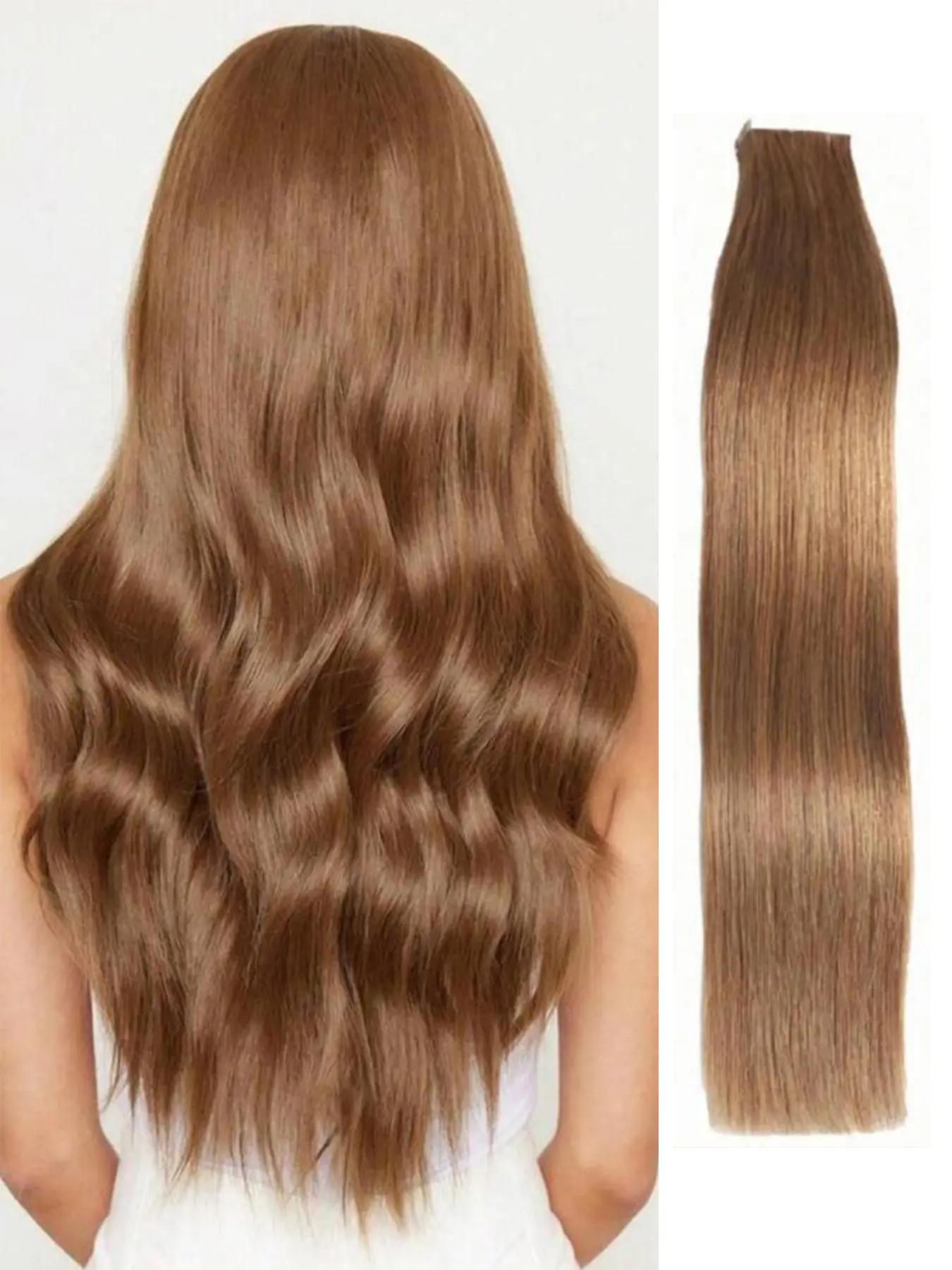 #6 Tape in Hair Extensions Human Hair 16-26 inch 20pcs 50g/pack Straight Seamless Weft Skin Hair Extensions Tape in Human Hair