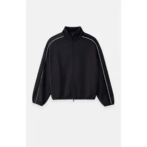 Fear of God ESSENTIALS Men's Jet Black & Cloud White Modern Fleece Track Jacket