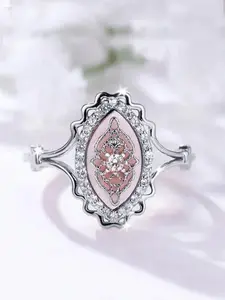 Hollow Out Lace Design Artificial Gemstone Ring, Artificial Zircon Ring, Fashion Accessories for Women & Girls, Trendy All-match & Exquisite Jewelry for Birthday Gift