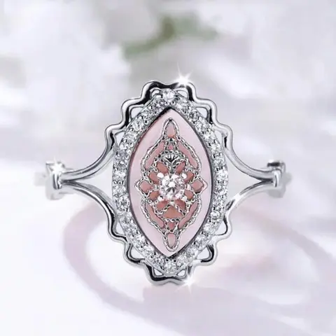 Hollow Out Lace Design Artificial Gemstone Ring, Artificial Zircon Ring, Fashion Accessories for Women & Girls, Trendy All-match & Exquisite Jewelry for Birthday Gift, Zircon Embellished Rings, Elegant Fashion Rings, Beautiful Rings
