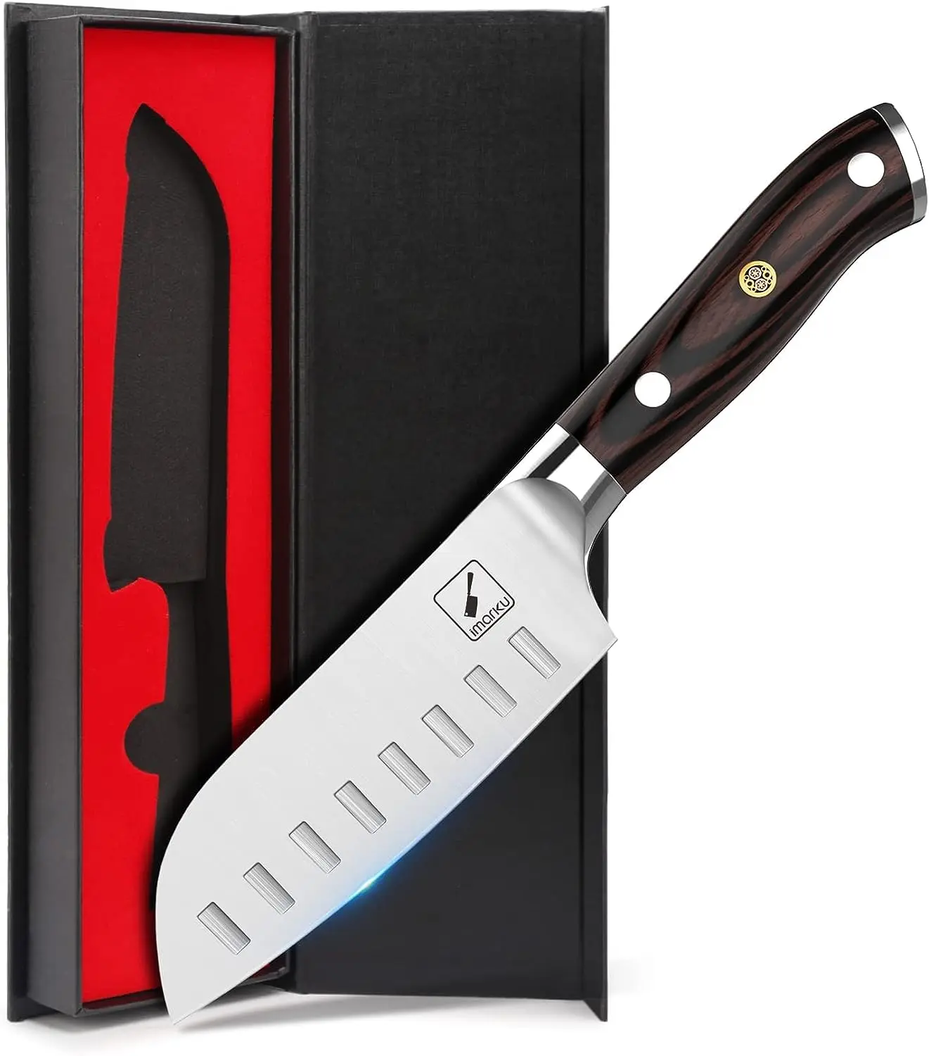 imarku Santoku Knife - Chef Knife 5 inch Ultra Sharp Asian Knife Japanese Chef Knife - Japanese Stainless Steel - Ergonomic Pakkawood Handle, Best Choice for Home Kitchen