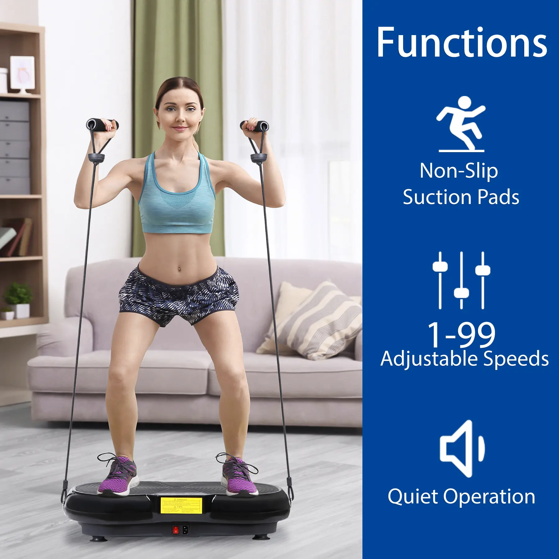 SuperDeal Compact & Space-Saving Home Fitness Vibration Plate Abs Workout Machine - 220 lbs Capacity, Adjustable Speed, Lymphatic Drainage, Full Body Support, 2 Resistance Bands, Remote Control, Bluetooth Connectivity, Better Range of Motion, Unisex