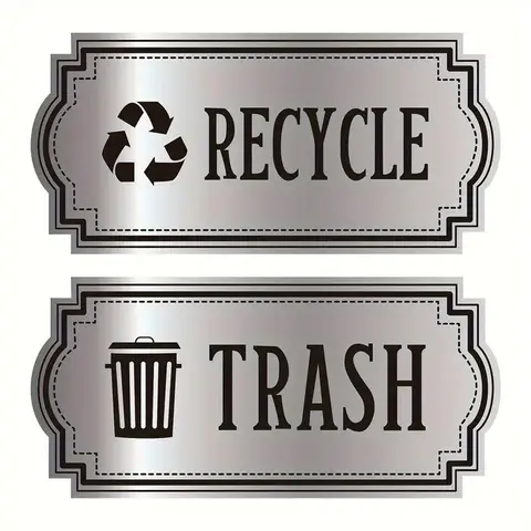 Recycle Trash Lettering Sign, 2 Counts/set Waterproof & Weather-resistant Vinyl Sticker, Easy Apply Sticker for Garbage Container & Bin,  Room Decor, Decorative Stickers, Sticker Packs