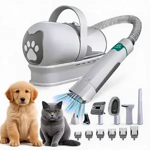 7-in-1 Pet Grooming Vacuum with 1L Dust Cup, Electric Dog Clipper & Nail Grinder Kit, 3 Suction Modes (Eco/Standard/Boost) for Daily Shedding Care