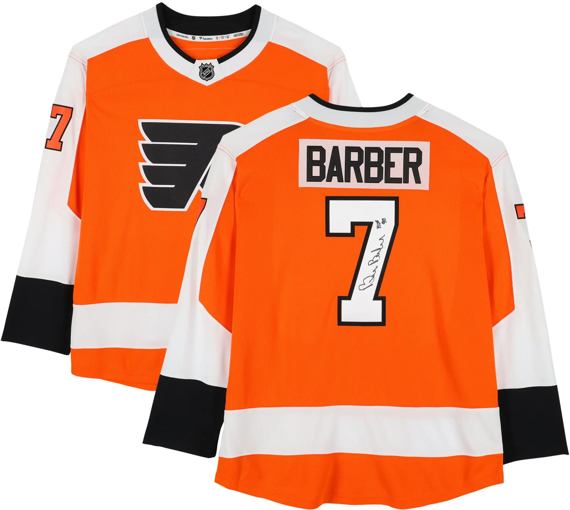 Bill Barber Philadelphia Flyers Autographed Orange Fanatics Breakaway Jersey with "HOF 1990" Inscription - Fanatics Authentic Certified