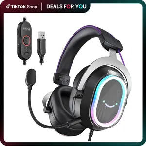 FIFINE H13 USB Gaming Headset - with Mic - 7.1 Surround Sound - Vibrant RGB Lighting - Ergonomic Ear Pads - Control Box, Streaming USB Headset for PC, PS5/PS4, Laptop, Mac   AmpliGame H13
