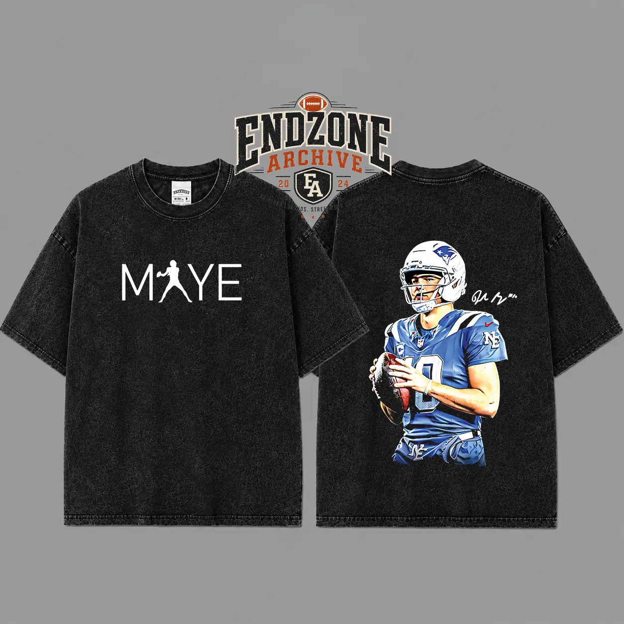 [Hokies Store] Drake Maye 10 'AURA' For Pats Nation Heavyweight Acid Washed Cotton Hoodie T-Shirt, Patriots Football Fan Shirt, Patriots Nation Graphic Football Shirt, Game Day Outfits
