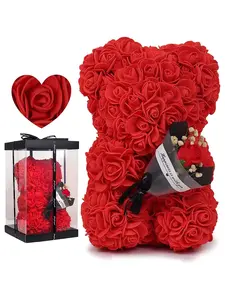 Eternal Flower Rose Bear Gift Set, Valentine's Day & Mother's Day Present, Creative Foam Flower Box, Floral, Ideal for Girlfriend Lover Family