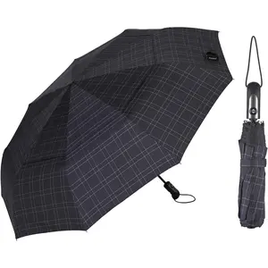 54 inch Large Compact Travel Umbrella 3 Folding Umbrellas for Rain  Auto Open Close Foldable Vented Double Windproof Telescopic 9 Ribs Sturdy Large Size