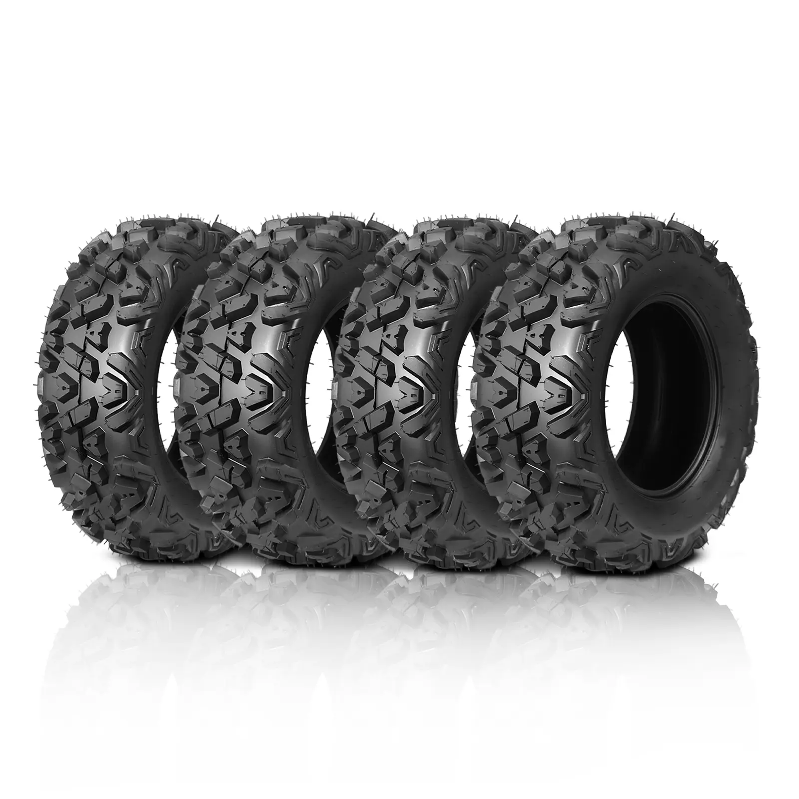 TUFFIOM Set of 4 Tubeless ATV/UTV All-terrain Tires, 6 PR, 25x8-12 Front & 25x10-12 Rear, for Desert Conditions