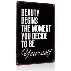 Positive Motivational 8x12 Inch Aluminum Metal Sign |   Elegant Self-Love Quote Bathroom & Home Wall Art |   Ideal for Vanity Spaces, Bedrooms, Bathrooms, Farmhouse Decor & Daily Encouragement Areas |   Dark Textured Vintage Tin Plaque, Aesthetic Easy Mou