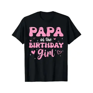 Papa Of The Birthday Pink Girl Matching Family T-Shirt Clothes Suits Womenswear Black Casual Crewneck Fitted Shortsleeve graphic tee graphic t-shirts oversized tshirt shirts men good graphic tees y2k outfits men 90s graphic tees