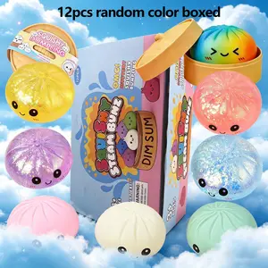 12pc Cute expression big bun decompression toy, relieves anxiety, dough decompression toy, soft TPR material, decompression artifact, unboxing surprise, holiday gift creativity, cute desktop accessories for office workers