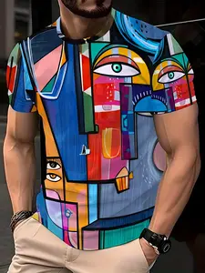 Men's Fashion 3D Printed Tropical Casual Crew Neck T-Shirt Menswear