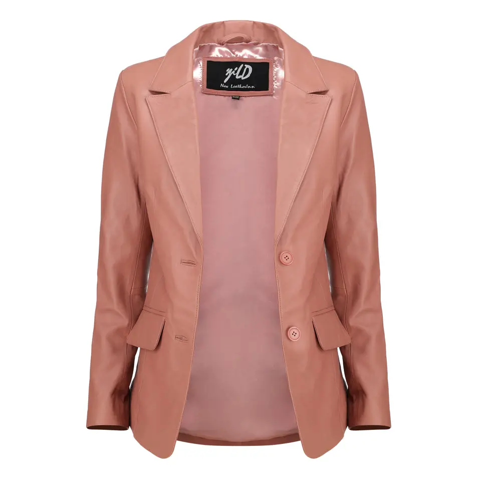 Women's Jild Classic Lambskin Pink Leather Blazer
