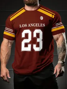 3D Casual Men's Short Sleeve Top, Round Neck, Breathable Fabric, Comfortable, Retro Style, Sports Fitness