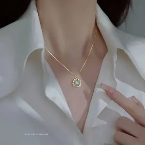 "Celestial Elegance: Saturn & Mercury Necklace with Opalite Globe – A Stellar Gift for Astronomy Lovers"