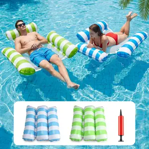 2-Pack Heavy Duty Inflatable Pool Float Chair & Hammock for Adults – Non-Stick PVC Lounge with Mesh Seat, Stripe Pattern Floating Lounger  for Summer Water Party, Lake, Beach, Pool Fun