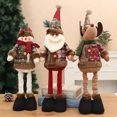 Christmas Extendable Santa Claus Snowman Doll Window Display, Holiday Decoration Figurine, Festive Home Decor, Cute Christmas Ornament, Ornaments Decor