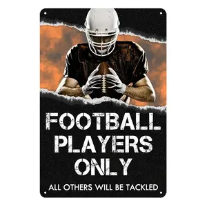 Boy's Bedroom Football Wall Decoration Metal Tin Sign Sports Room Poster Football Gift Football Sports Decor