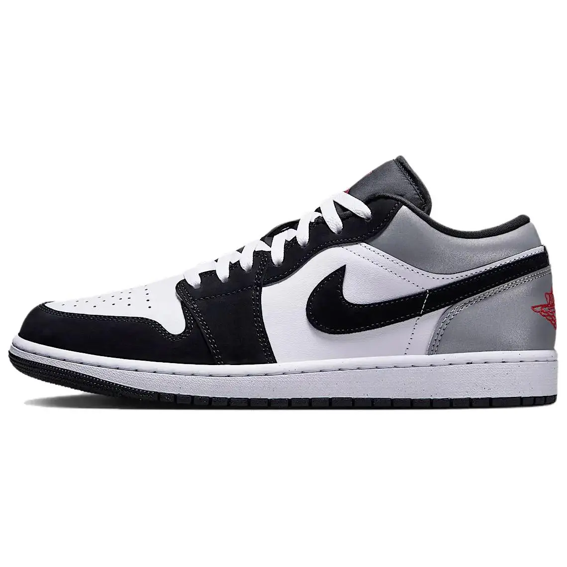 Air Jordan 1 Low SE Casual Streetwear Sneaker - White Leather, Black, Matte Silver Leather Upper, Sports Footwear for Casual Wear