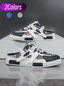 Men Trendy Half Slipper Sneakers, 2 Colors, Size 39-47, Soft Mesh Upper, Flexible Outsole, Slip On Casual Shoes