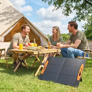 Caricabatteria Solare 100W Pieghevole con Attacco USB-A e USB-C per Ricarica Rapida, IP67, Nero