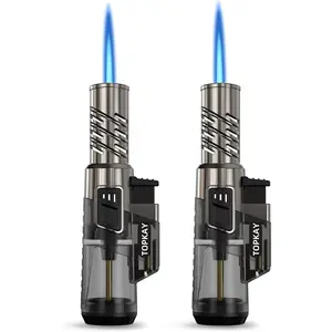 2 Pack Torch Lighter Jet Flame Butane Lighter Refillable Mini Torch Lighter for Candles Grill BBQ Fireworks Camping (NO PREFILLED)