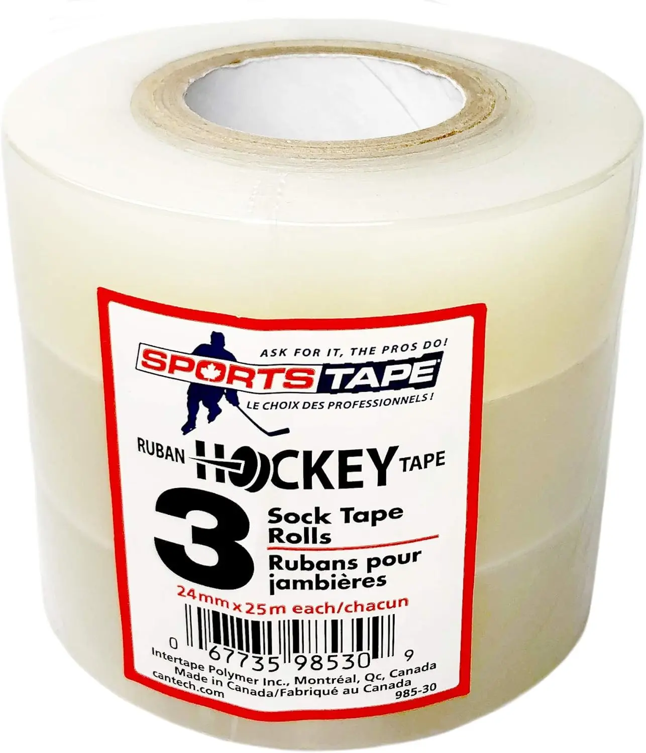 SportsTape Hockey Tape Multipack, Clear, 3 Roll SportsTape Hockey Tape Multipack, Clear, 3 Roll