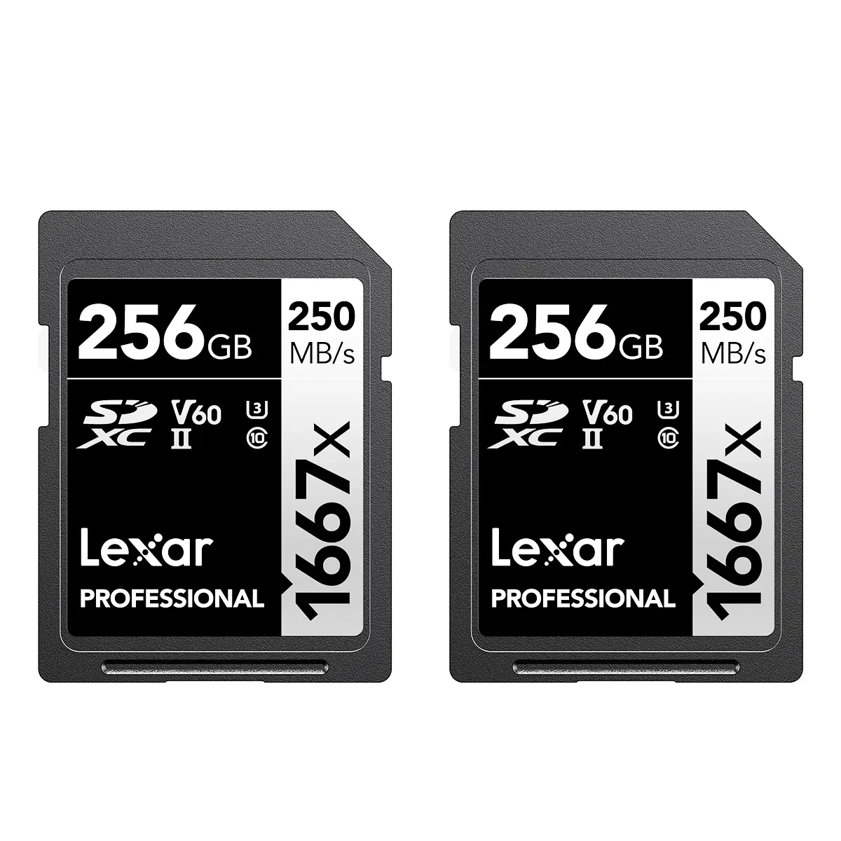 Lexar SILVER Series Professional 1667x 256GB UHS-II SDXC Memory Card, 2-Pack