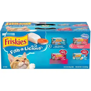 Purina Friskies Wet Cat Food Variety Pack Fish-A-Licious Extra Gravy, Prime Filets and Tasty Treasures - (Pack of 32) 5.5 oz. Cans