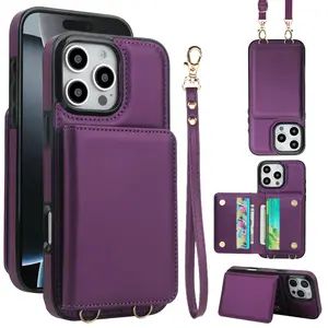 Crossbody leather backpack phone case Cover suitable for iPhone 1716 15 14Plus 13 12 11Pro Max women's fashion versatile with card holder anti-theft brush flip as a stand to protect the case Accessories