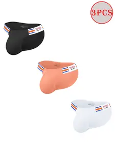 Men's 3-Pack Cotton Blend Bikini Briefs Set - Low-Rise, Butt-Lifting Design with 3D Contoured Big U Pouch, Moisture-Wicking for Gym/Running, Sexy Fashion Activewear, Sports Activewear Underpants