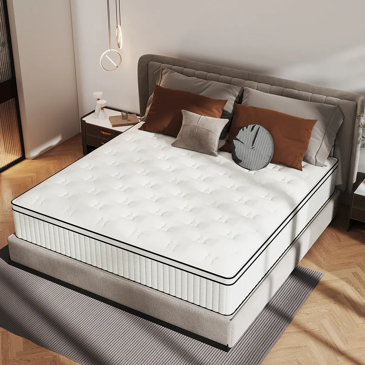 12-14 Inch Hybrid Mattress Twin Full Queen King Size Medium Frim Gel Memory Foam Spring White Mattresses Comfortable Deep Sleep