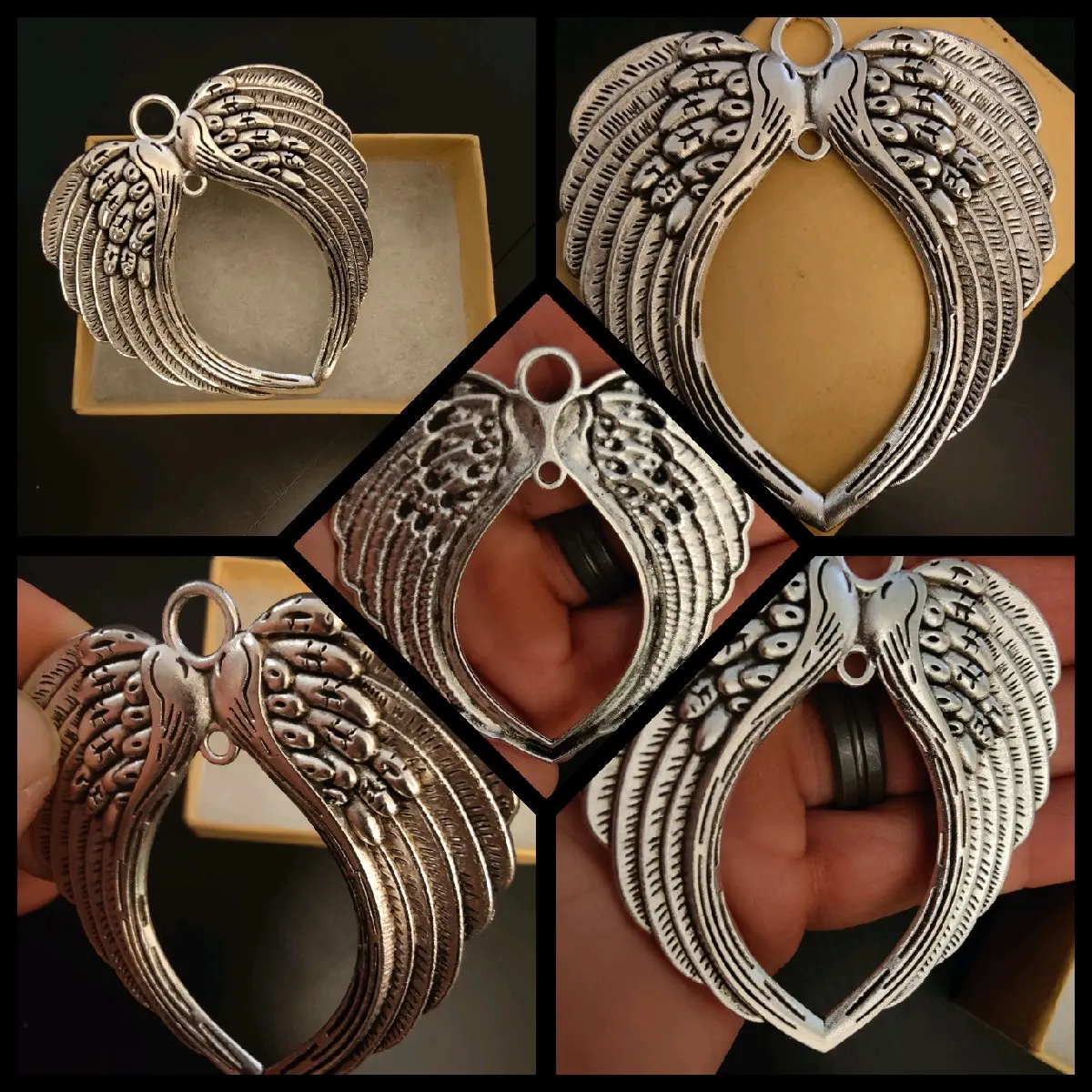 Gorgeous Tibetan Silver Angel Wings Pendant