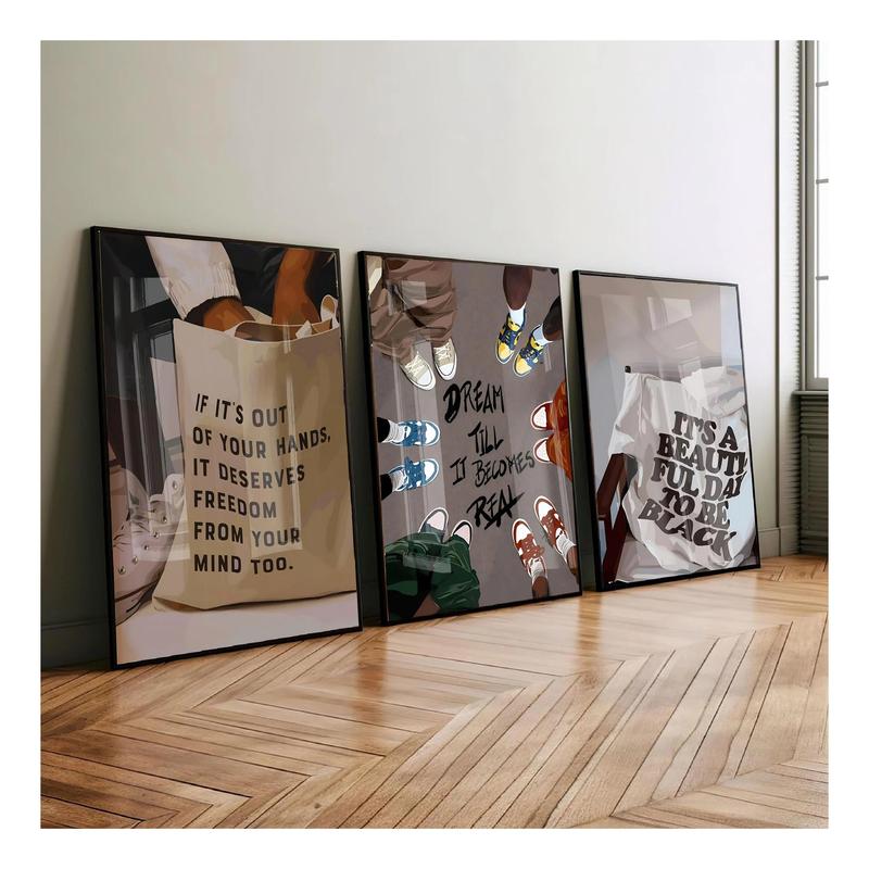 Set of 3 Black Man Wall Art, HypeBeast Culture Poster, Black Couple Print, Black Art, Afro American Art