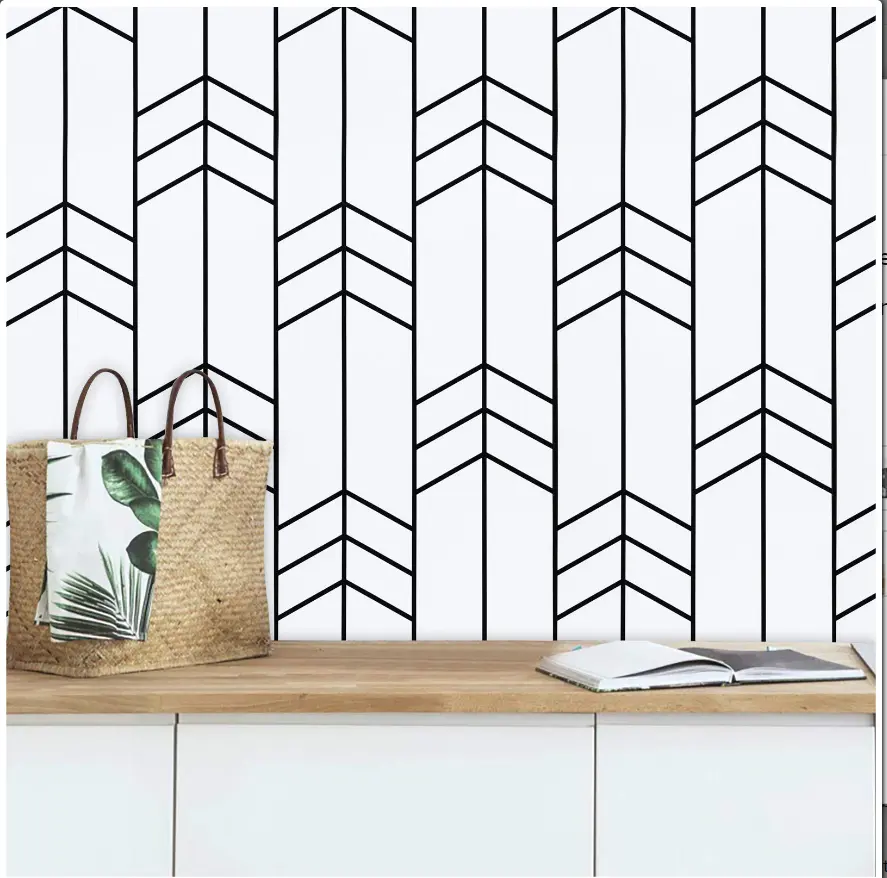 Black and White Wallpaper Peel and Stick Wallpaper Modern Geometric Removable Wall Paper Stripe Contact Paper for Cabinets Shelf Liner Bathroom Vinyl Roll Self Adhesive 17.7"x118" Renter Friendly