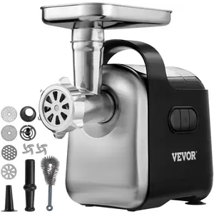 【fathersdaygift】VEVOR Electric Meat Grinder, 6.6 Lb/Min, 550W（2200W MAX) Industrial Meat Mincer with 2 Blade, 3 Grinding Plates, Sausage Maker & Kubbe Kit ABS + Stainless Steel Commercial Meat Grinder, ETL Listed