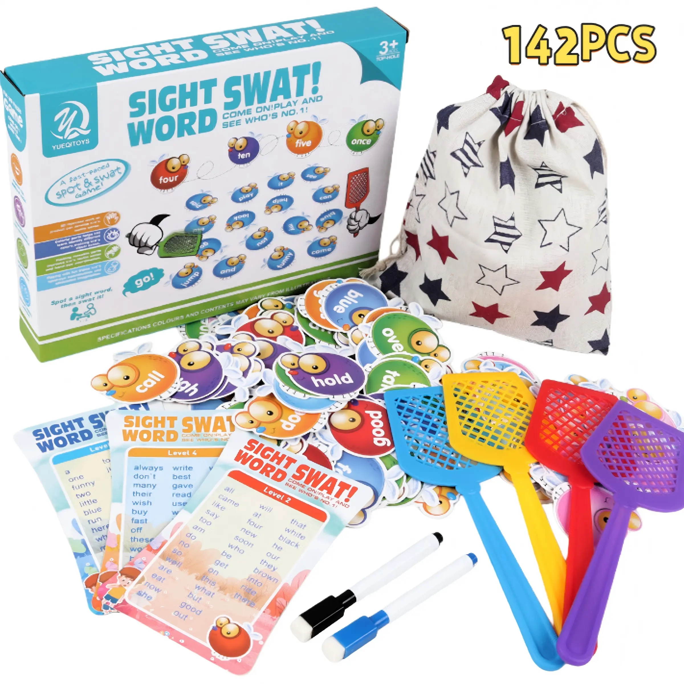 Learning Resources Sight Word Swat Literacy Materials, Montessori Spelling Flashcards, Home Education Essentials, Classroom Must-Haves, Visual Stimulation Cards, Sight Words Flash Cards Kindergarten