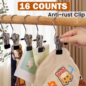 16 Counts Boot Hangers Clips, Premium Hooks Hanging Clips, Heavy Duty Closet Hanger Organizer for Home Travel , Clamps Socks Towel Clips for Closet Pants Socks Handbags Hat Steel Stainless