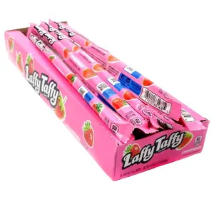 Laffy Taffy Strawberry Candy Flavors Rope Chewy Candies - Low Sodium Sweet Treat, Made with Corn and Sugar, 24-Count US-Made Box, 12-Month Cupboard Storage