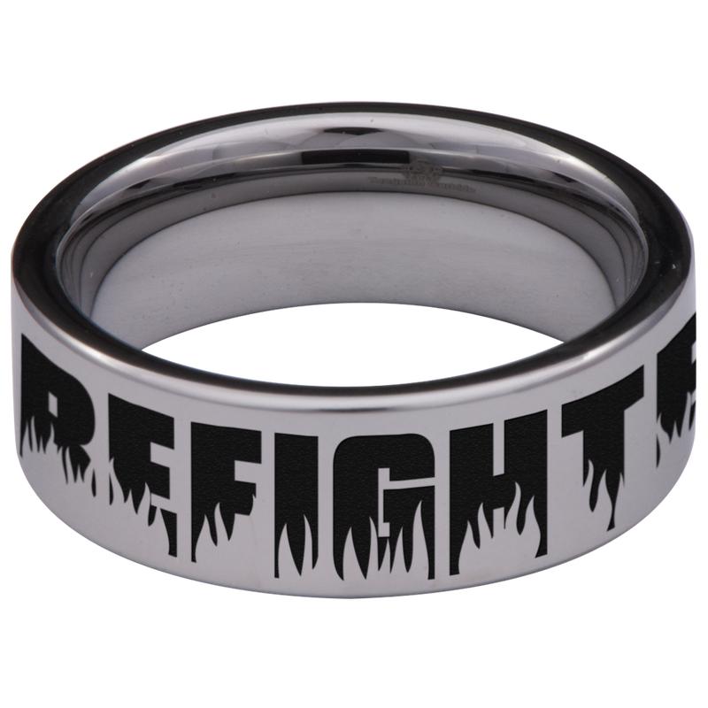 Firefighter Axe American Flag Tungsten Carbide Ring