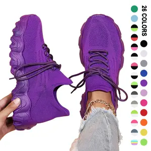 26Colors Womens Ladies Walking Tennis Shoes Slip on Lightweight Casual Running Sneakers, Soft Sole Comfortable Trainers Running Shoes, School Woman Walking Knit Sport Footwear Athletic Shoes