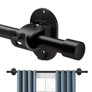 No-Drill Curtain Rod Holder, Curtain Rod Bracket, Self-Adhesive Installation Clip, Easy to Install, Suitable for Bathroom, Kitchen, Apartment, Vintage Style, Durable Plastic