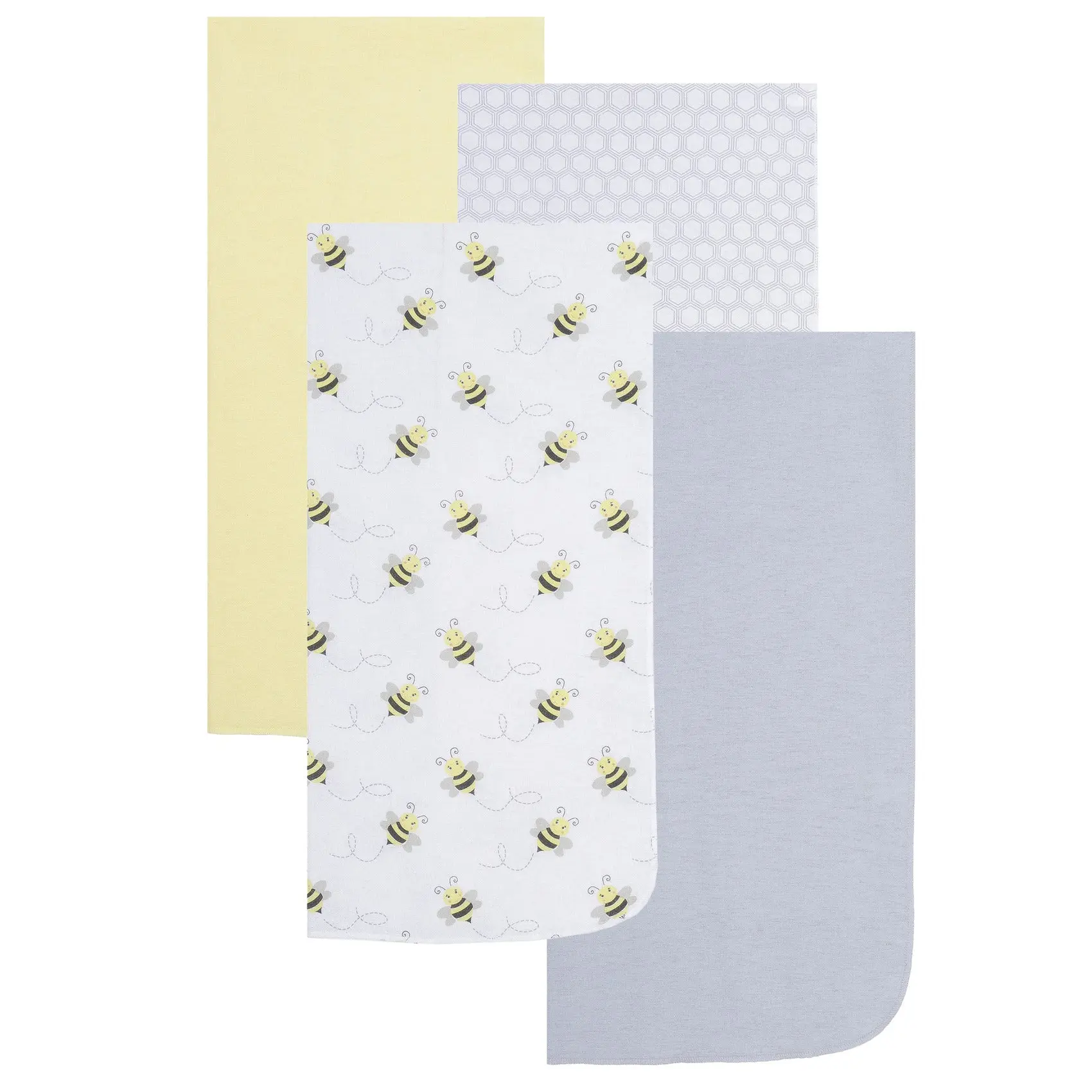 Everyday Kids 4 Pack Flannel Receiving Baby Blanket Set – Soft 100% Cotton Baby Essentials-Bees/Honeycomb