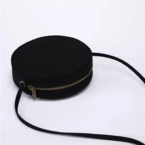 Circle Crossbody Bag for Women NYLON Circle Purse with Zipper Adjustable Knot Shoulder Straps